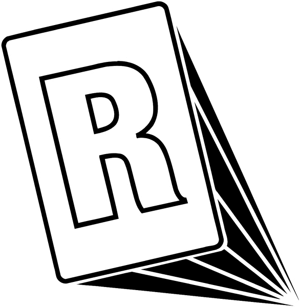 The letter 'R' vinyl sticker. Customize on line. Numbers 065-1860